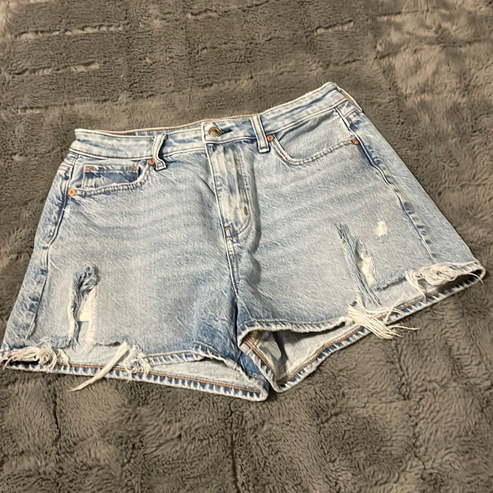 American Eagle Outfitters Light Blue Distressed Jean Shorts